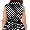 Grace Karin Kids Vintage 50s Dress Girls Retro Vintage Sleeveless Lapel Collar Black Dress With White Polka Dots CL009000-1